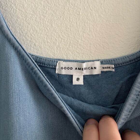 NWT Good American Soft Sculpt Blue Jean Chambray Denim Tank Mini Dress - Picture 5 of 9